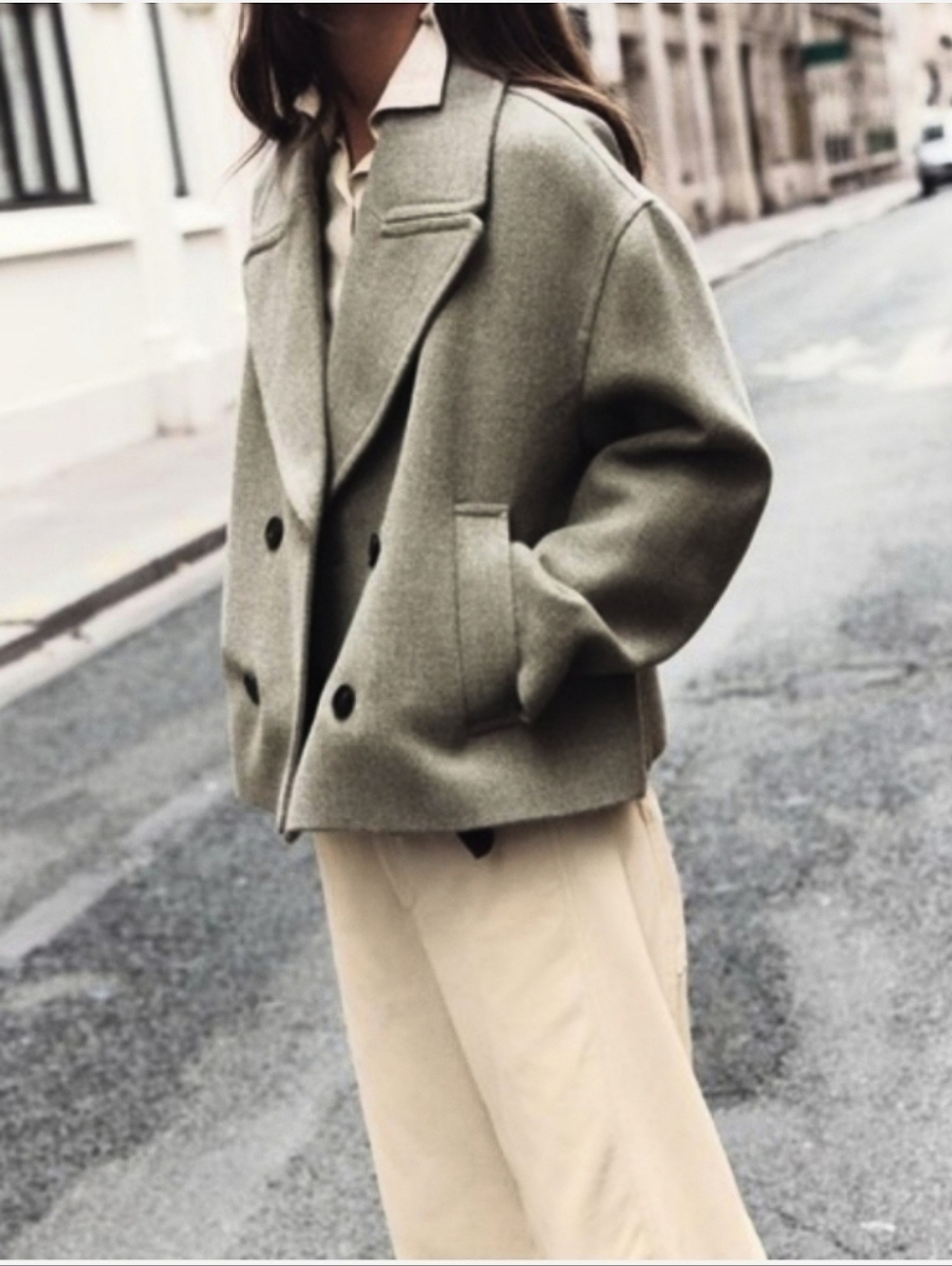 💖 ZARA Cropped Oversized Double-Breasted Peacoat - Picture 2 of 9